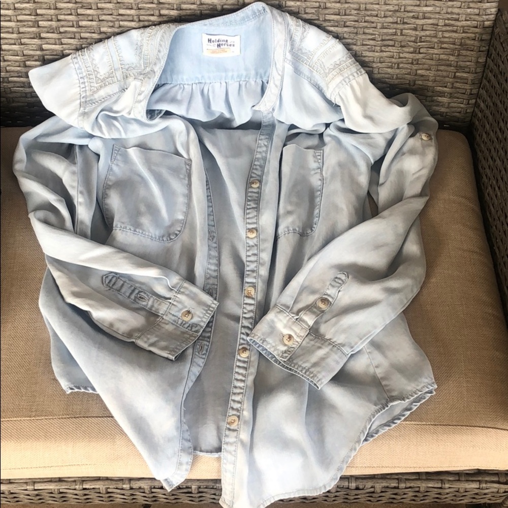 Anthropologie Holding Horses Denim Shirt M